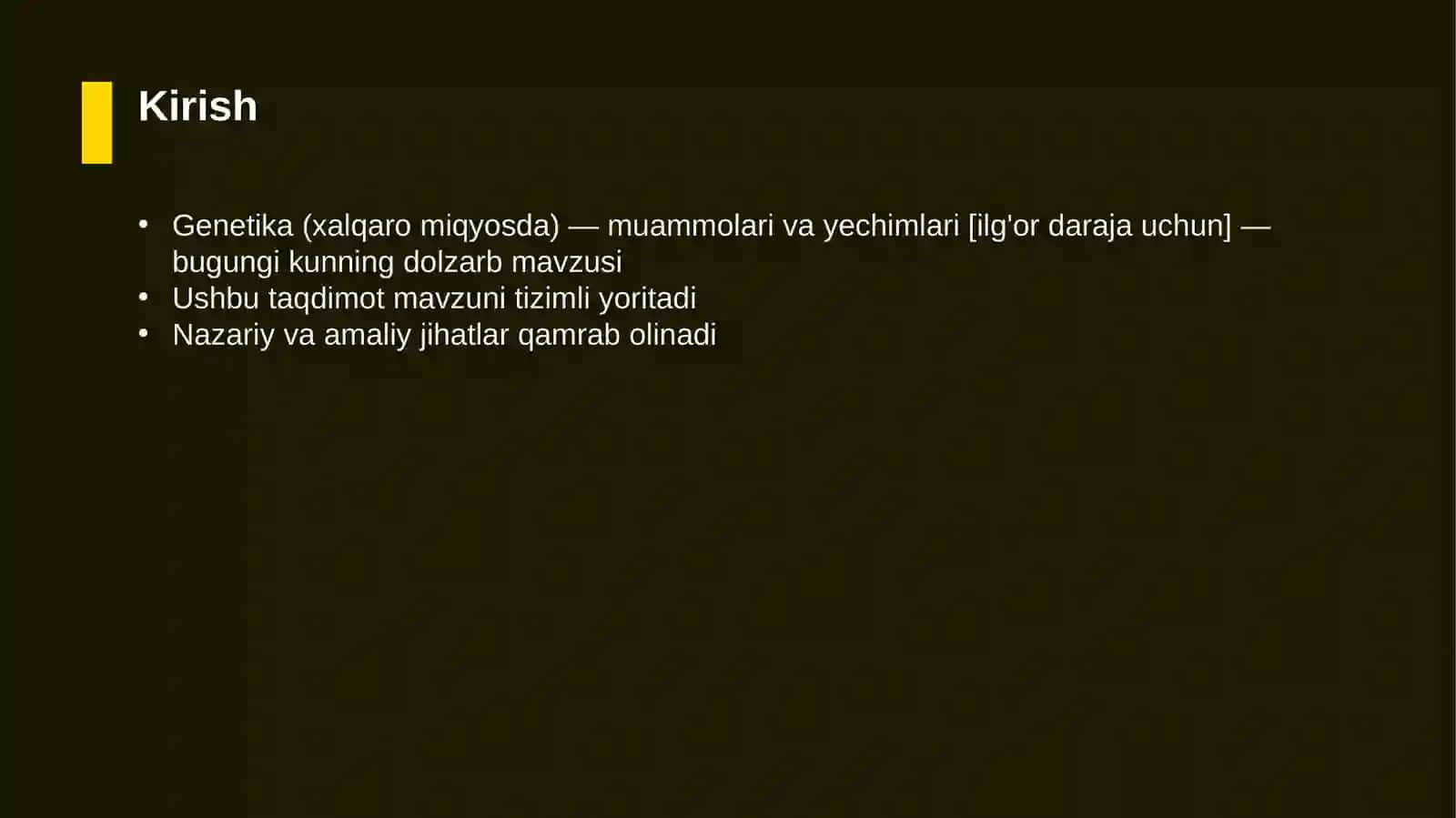Genetika (xalqaro miqyosda) — muammolari va yechimlari [ilg'or daraja uchun] 3