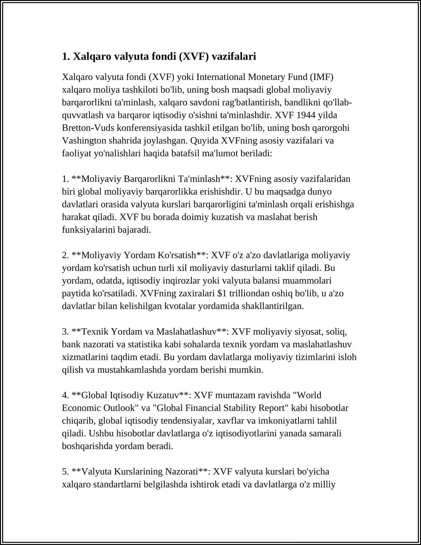 Xalqaro IQTISODIY TASHKILOTLAR VA ULARNING VAZIFALARI 3