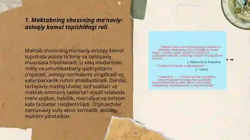 Maktabning shaxsning ma'naviy-axloqiy kamol topishidagi roli 3
