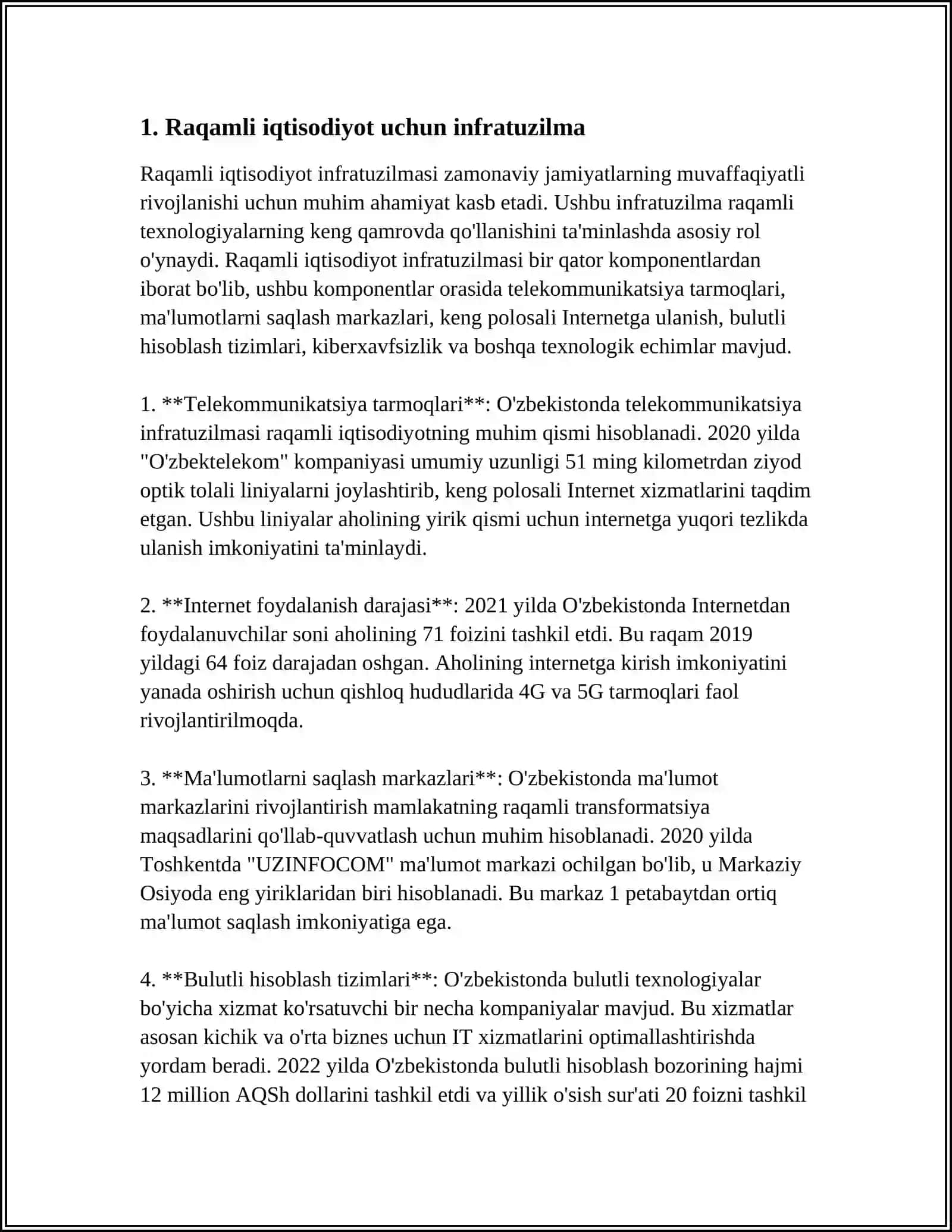INNOVATSIYALAR UCHUN ZAMONAVIY INFRATUZILMA 3