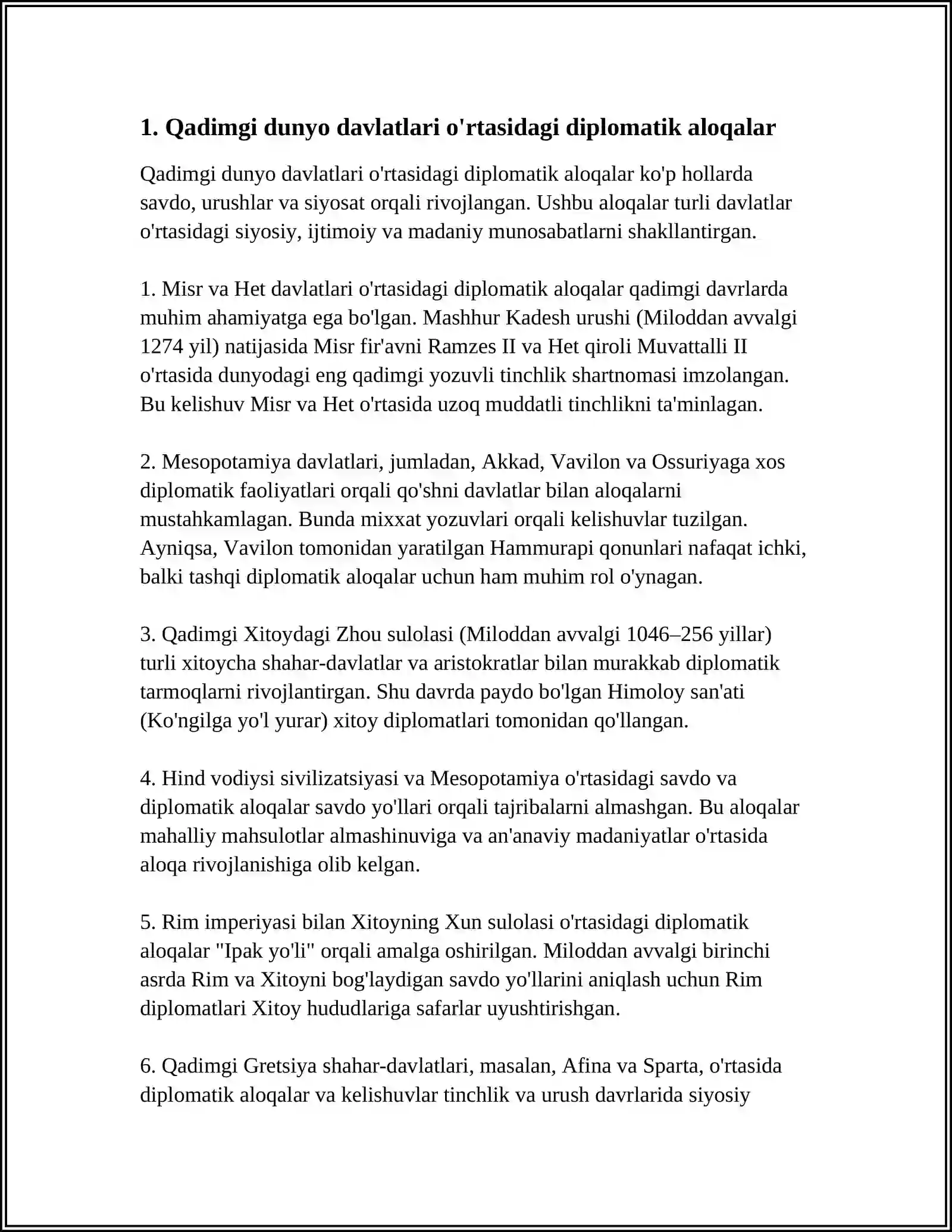 QADIMGI DAVRDA XALQARO MUNOSABATLAR VA DIPLOMATIYA 3