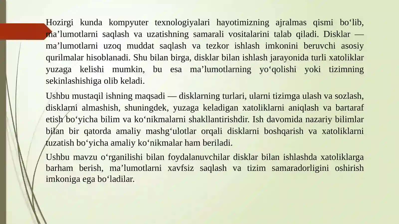 Disklarbilanishlash, diskalmashishvaxatoliklarnibartarafetish 3