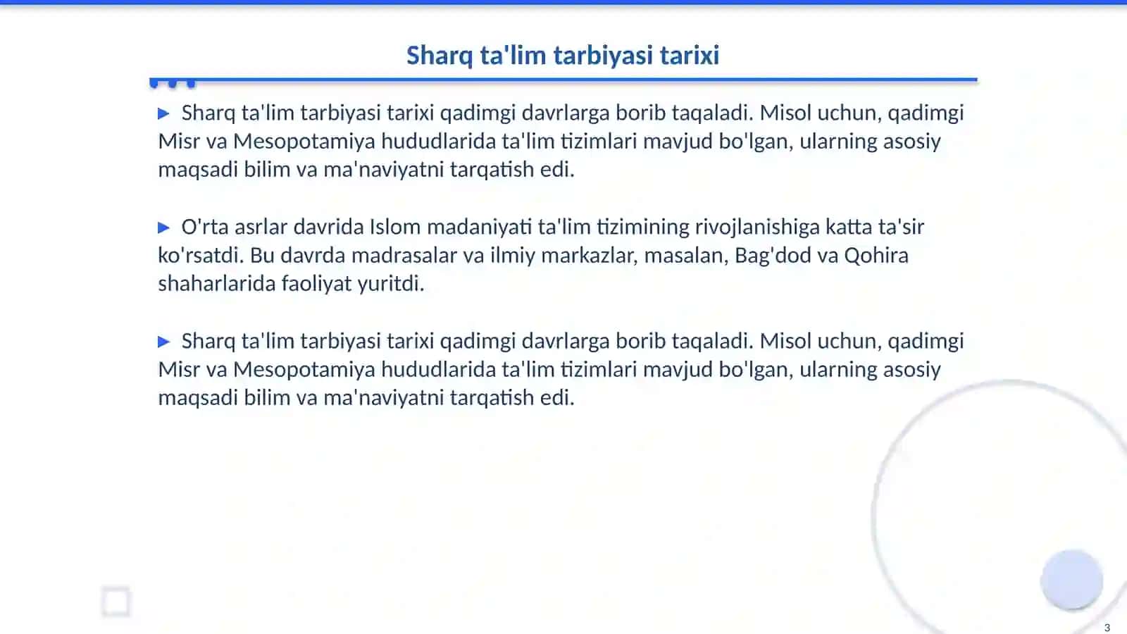 Sharq olimlarining ta'lim tarbiya haqida qarashlari 3
