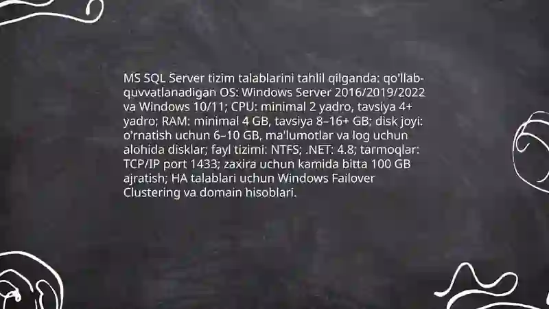 MS SQL Server ma'lumotlar bazasini boshqarish tizimi 3