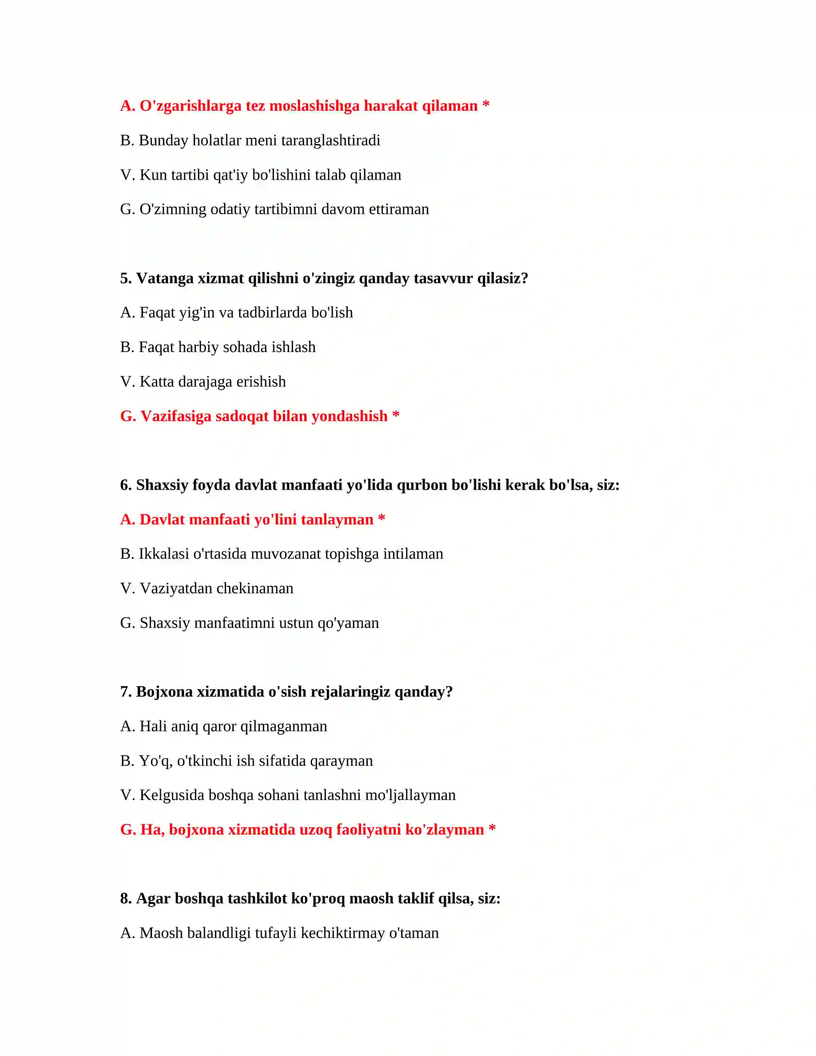 Huquqiy bilim testlari bojxona 3
