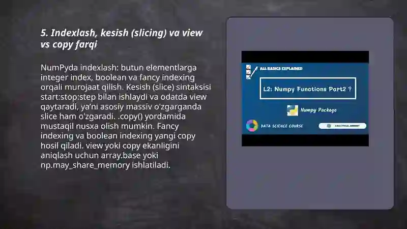 Python dasturlash tilida Numpy kutubxonasi bilan ishlash 3