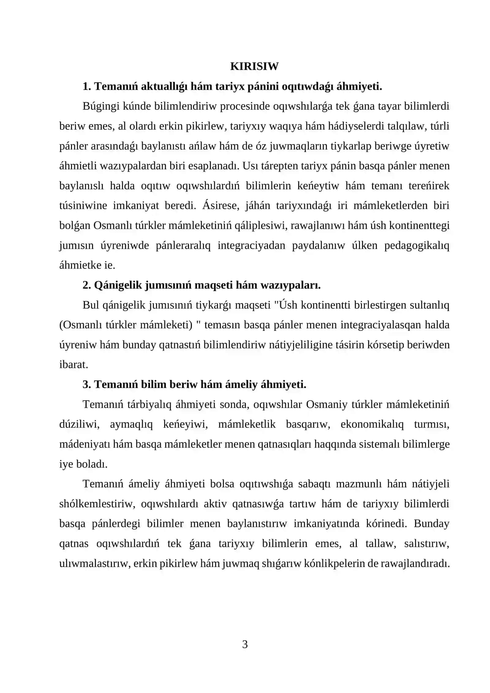 "Úsh kontinentti birlestirgen sultanlıq (Osmanlı túrkler mámleketi)" 3