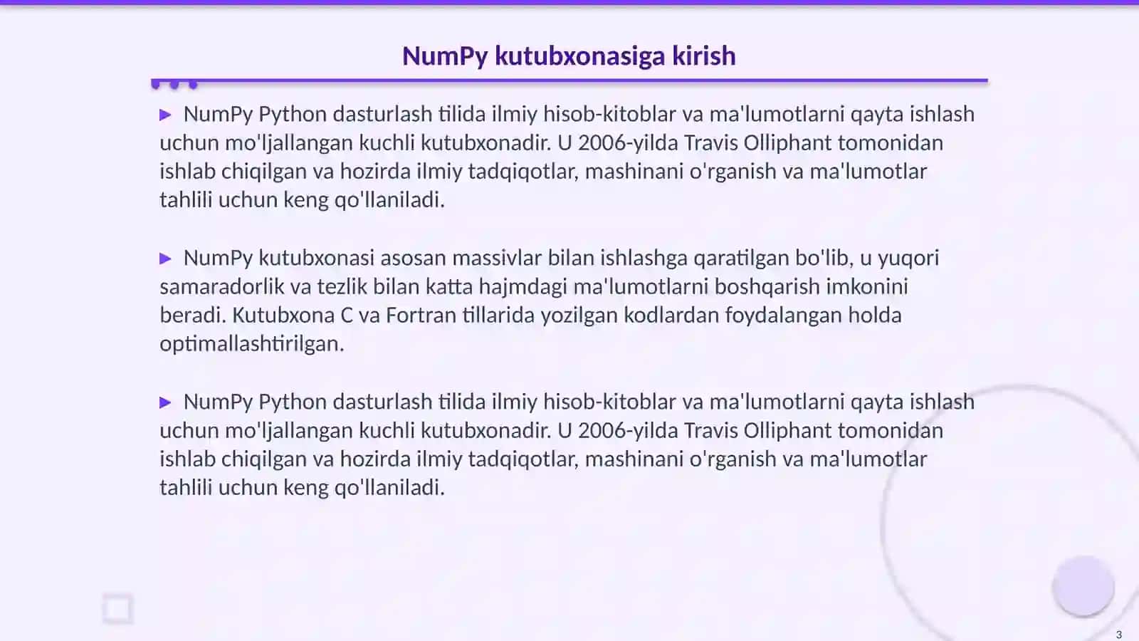 Pythonda NumPy Dan foydalanish 3
