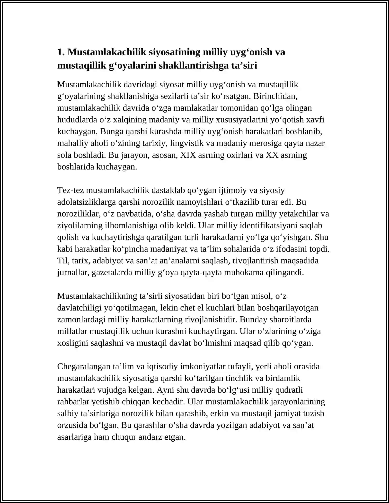 MAVZU MUSTAMLAKACHILIK DAVRI MUSTAQILIK 3