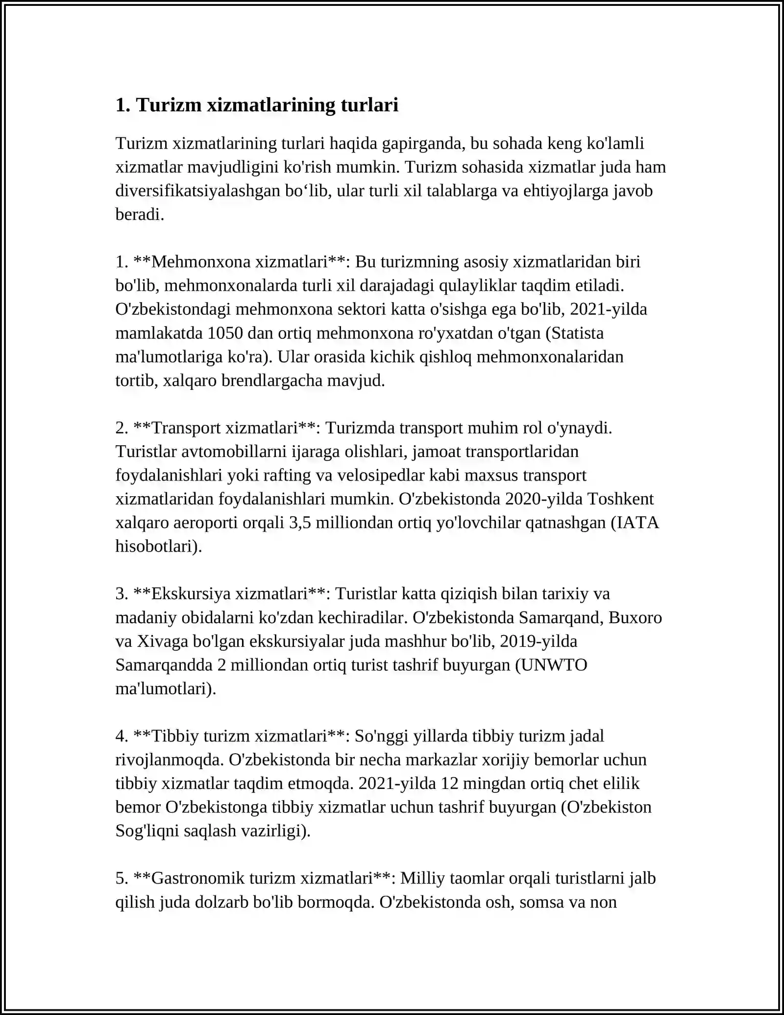 TURIZM XIZMATLAR BOZORINING RIVOJLANISH XUSUSIYATLARI 3