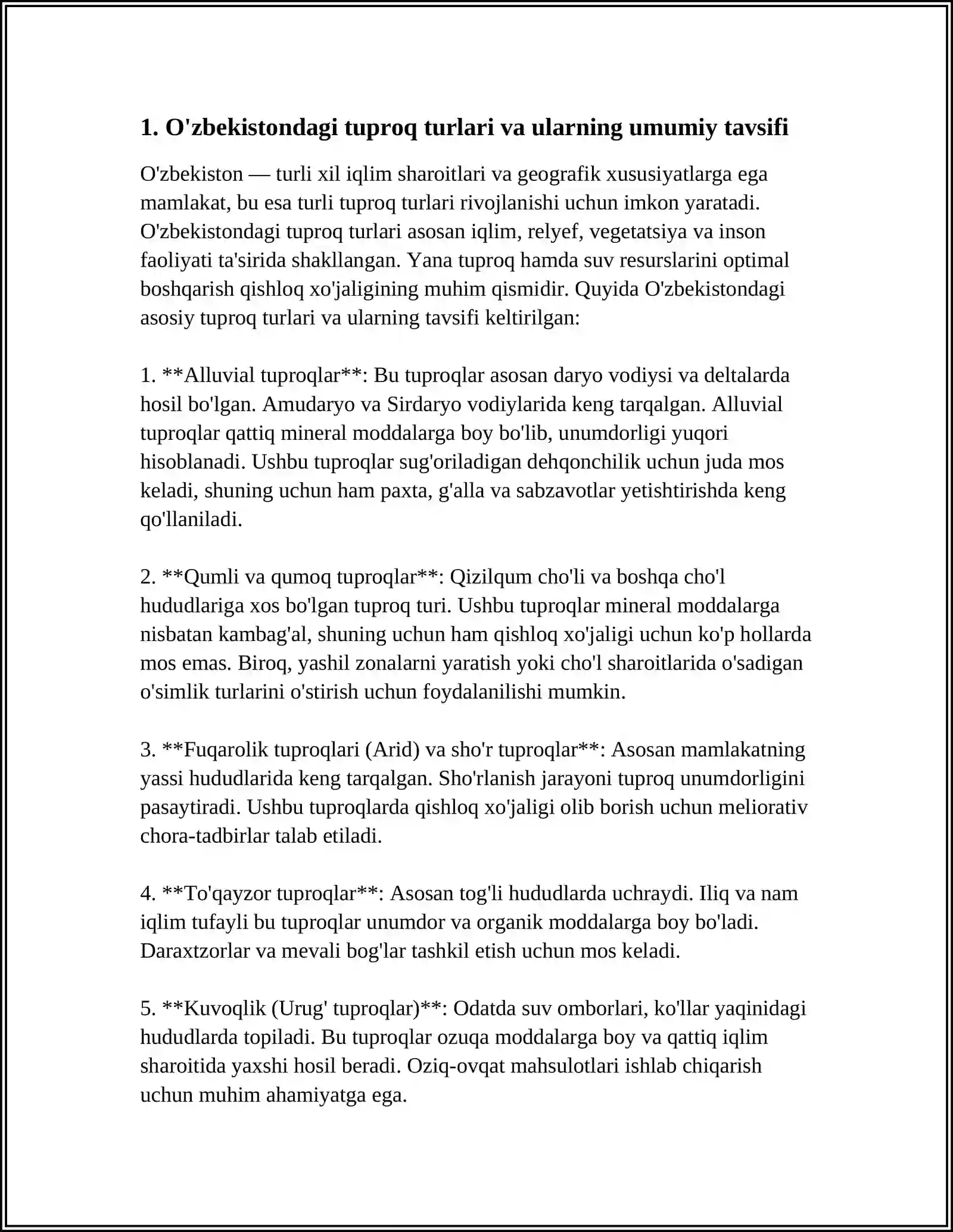 OʻZBEKISTONDA UCHRAYDIGAN TUPROQ XILLARI VA ULARNING EKOLOGIK MUOMOLARI 3