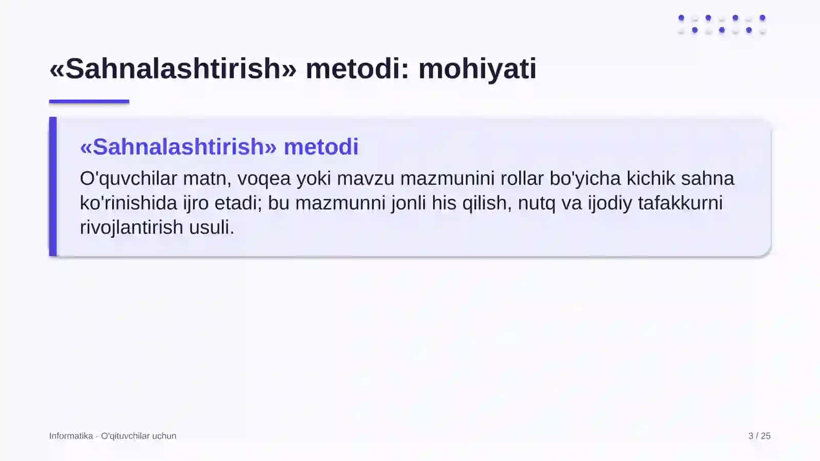informatika darslarida sahnalashtirish metodidan foydalanish 1607 3