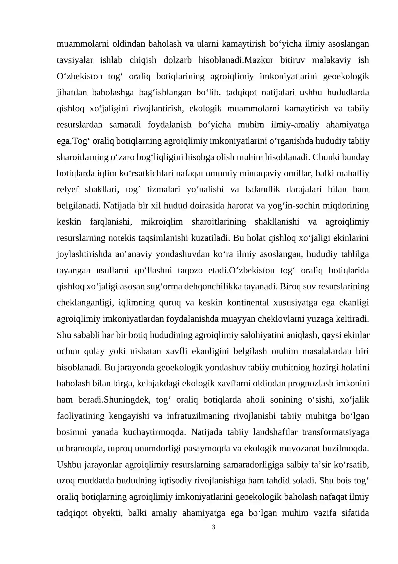 Oʻzbekiston togʻ oraliq botiqlarining agroiqlimiy imkoniyatlarini geoekologik baholash 3