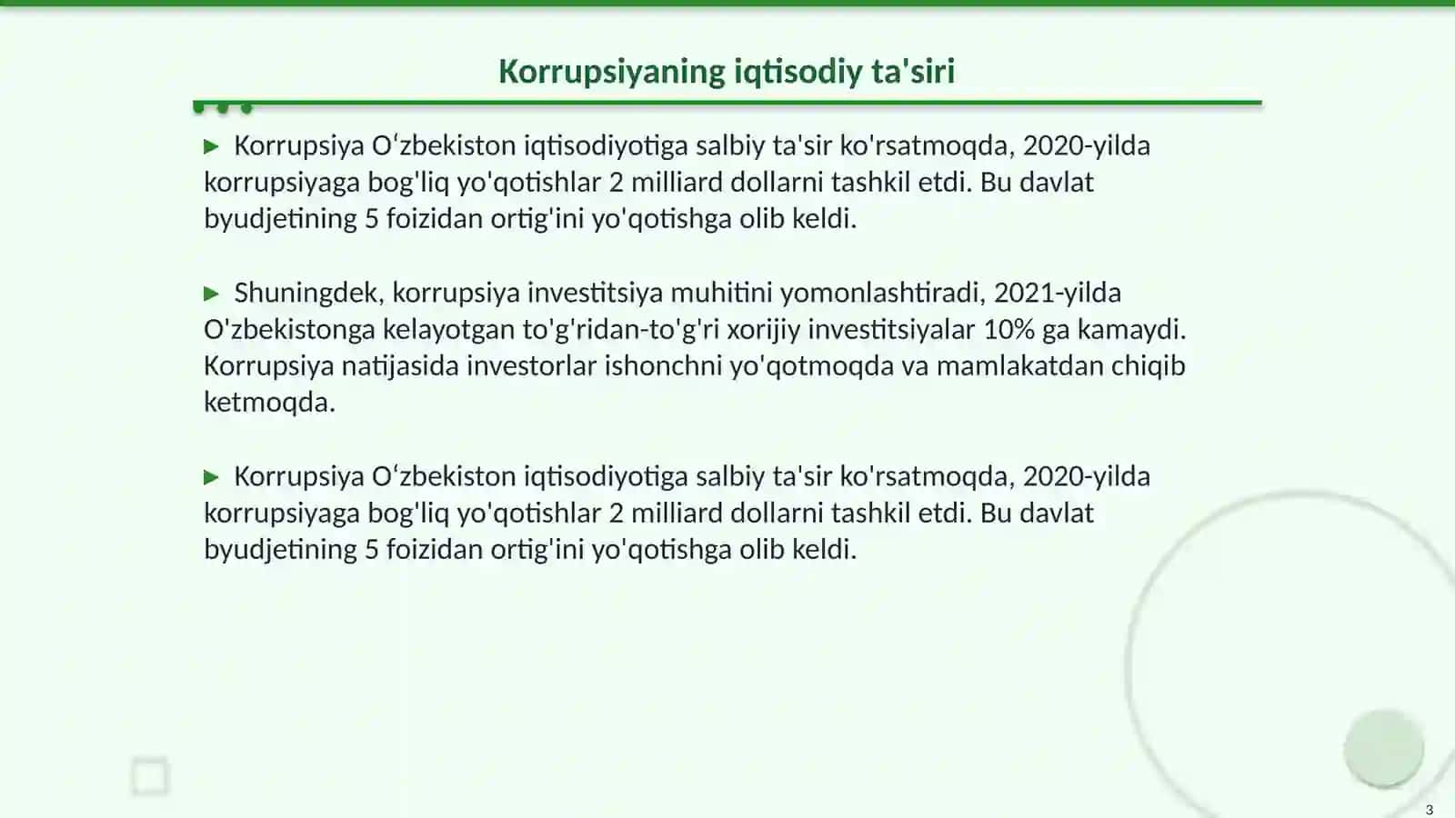 Korrupsiyaga qarshi kurashish chora tadbirlar 3