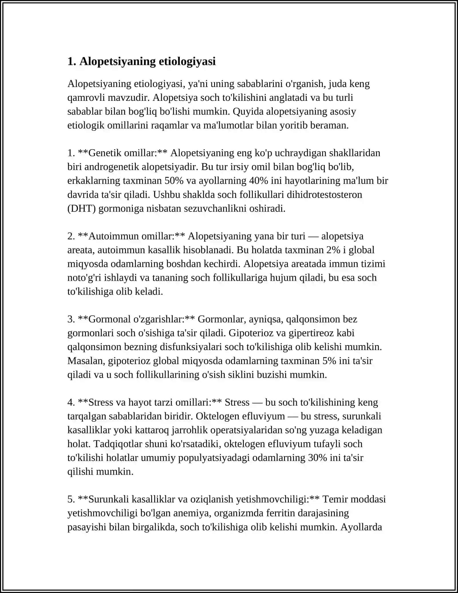 TERINING BRIKTIRUVCHI TO’QIMA KASALLIKLARI.ETIOLOGIYASI,PATOGENIZI,TESNIFI, DIAGNOSTIKASI, DAVOLASH VA PROFILAKTIKASI. ALAPETSIYA 3