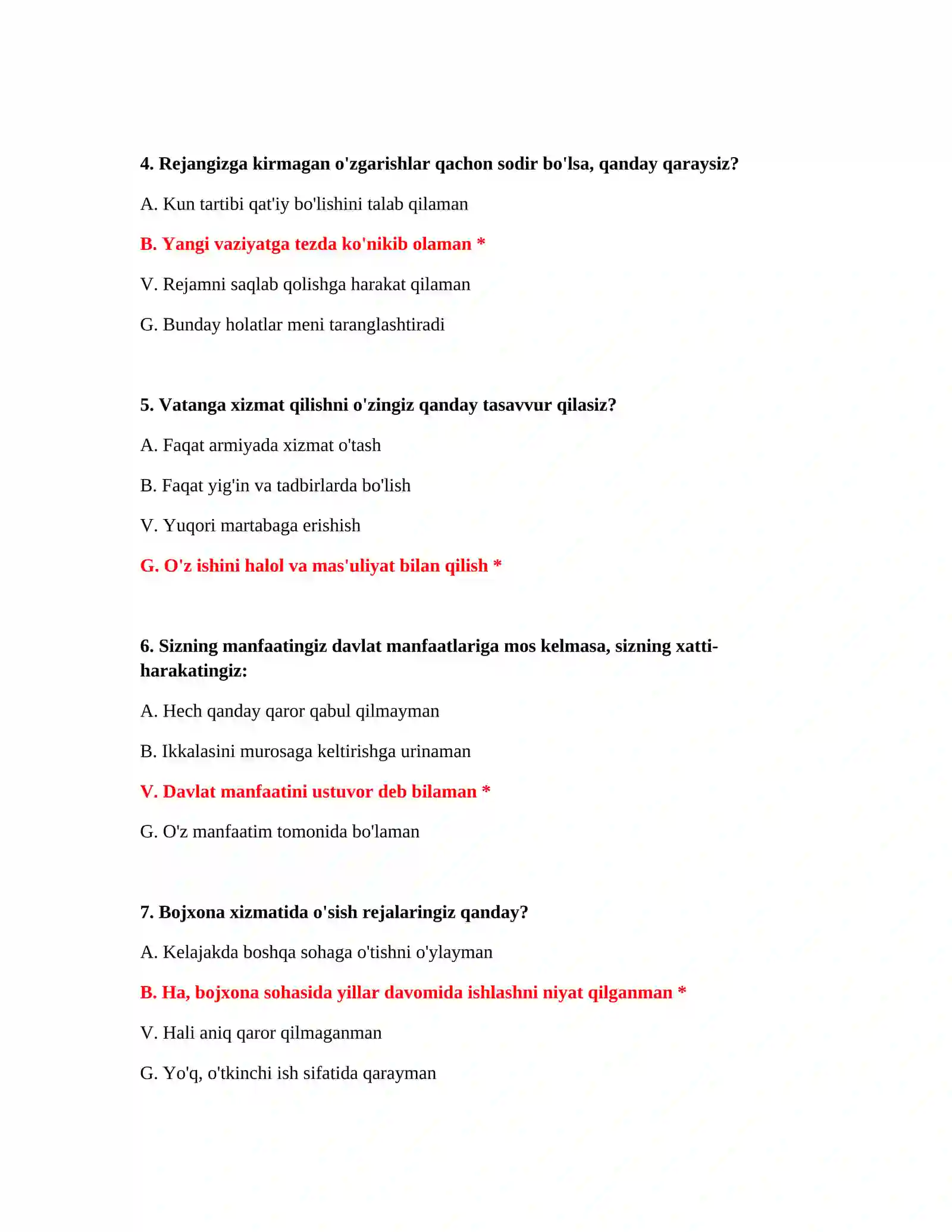 Bojxona psixologik savollari 2026 3