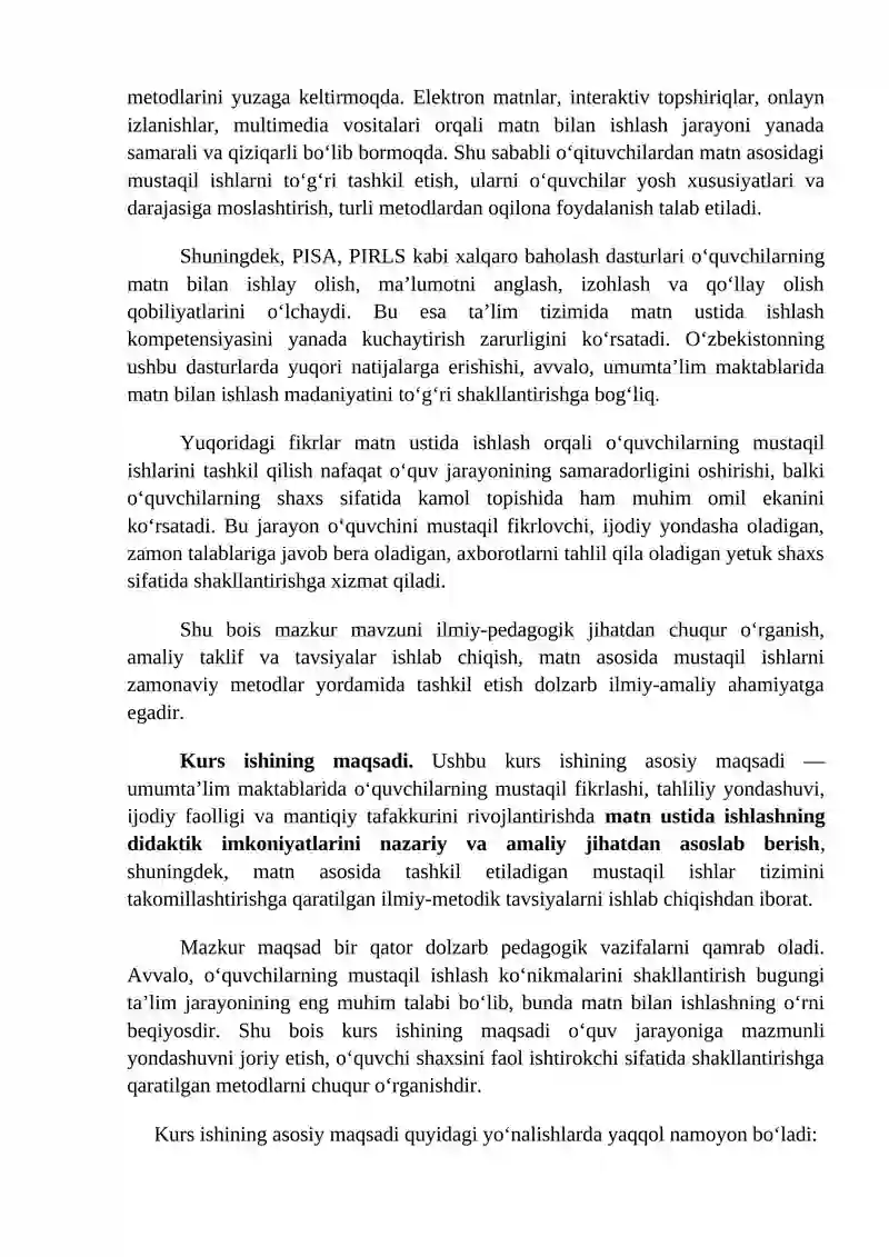 Matn ustida ishlash metodikasi 3
