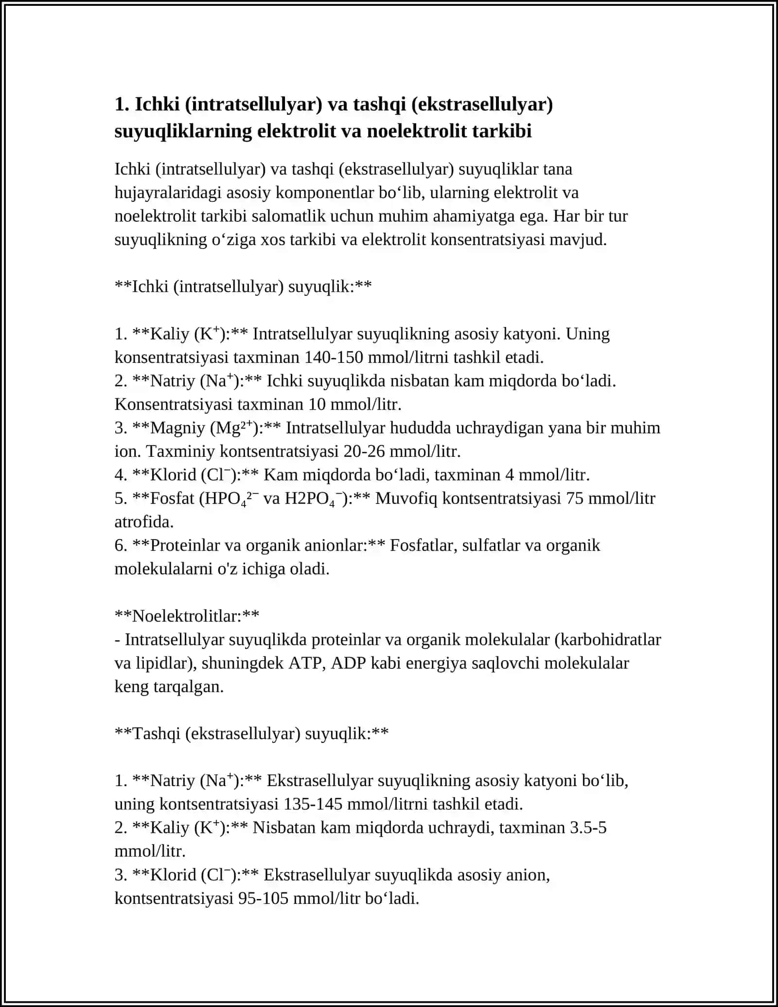 ORGANIZMNING BIOLOGIK SUYUQLIKLARI ELEKTROLIT VA NOELEKTROLITLAR ERITMALARI SIFATIDA 3