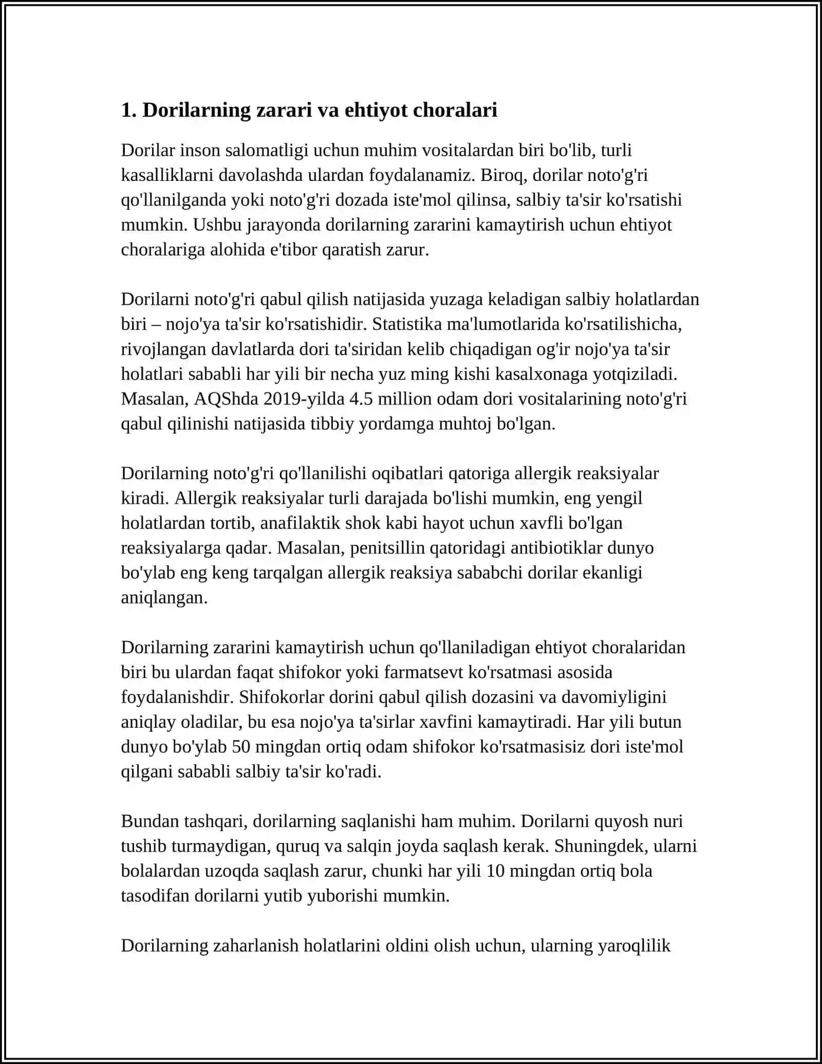 DORILARDAN ZAHARLANISHDA BIRINCHI YORDAM KO'RSATISH 3