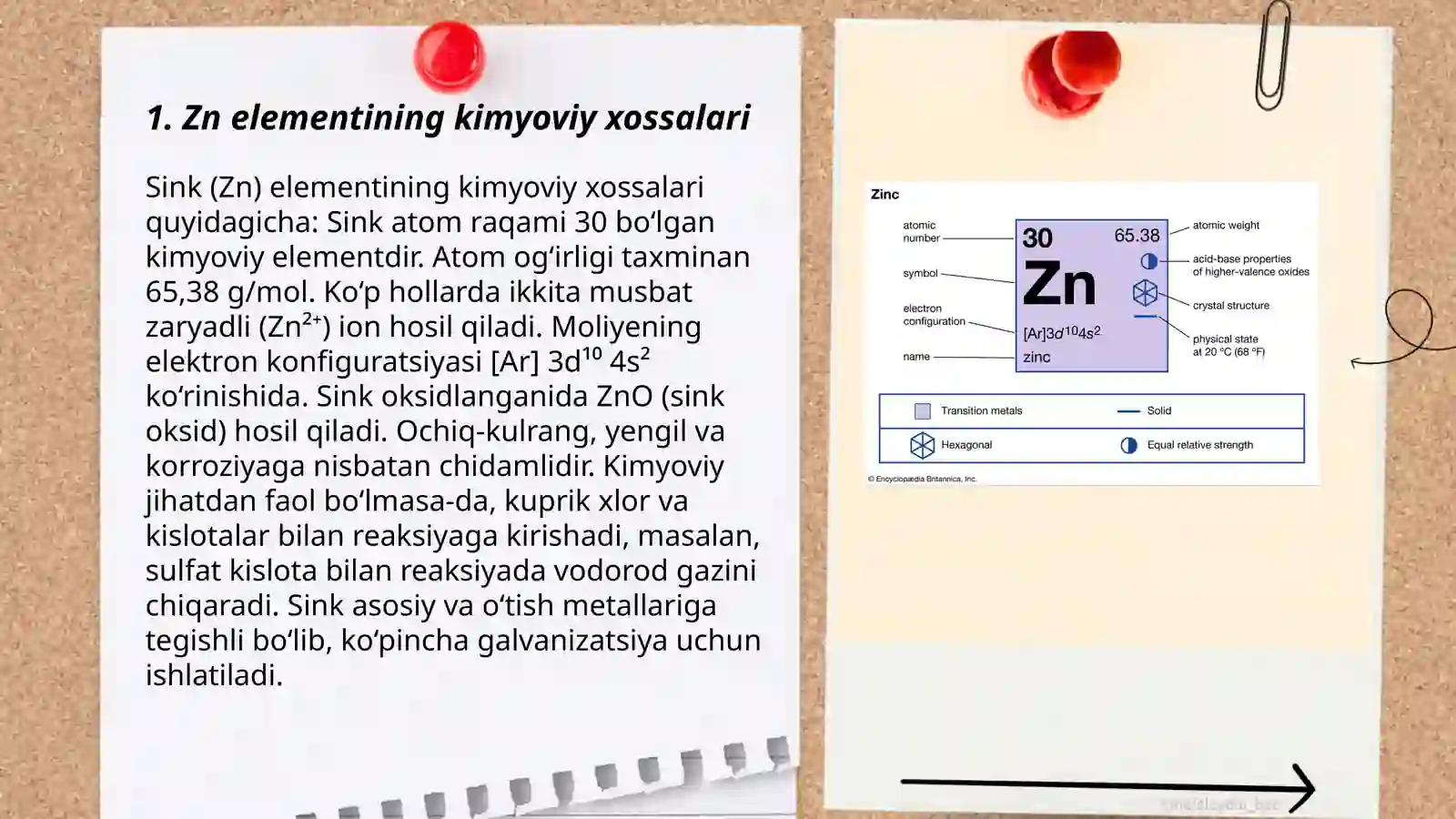 Zn elementining kimyoviy xossalari 3