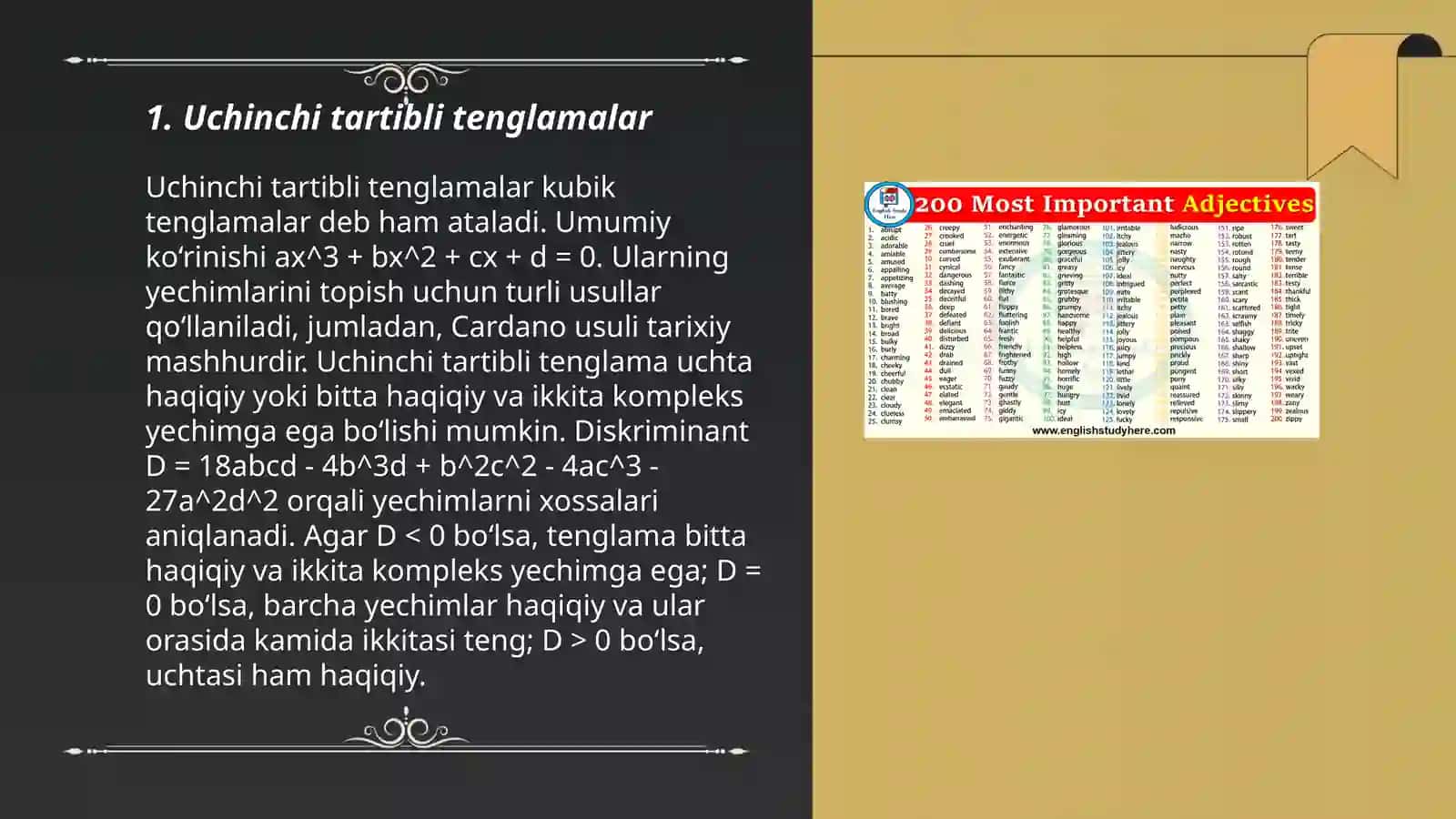 Uchinchi va tơrtinchi tartibli tenglamalar 3
