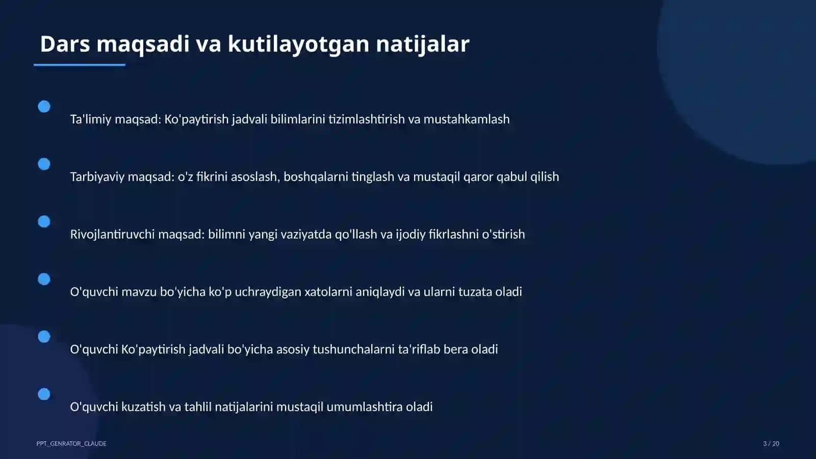 Ko'paytirish jadvali (2-sinf) 3
