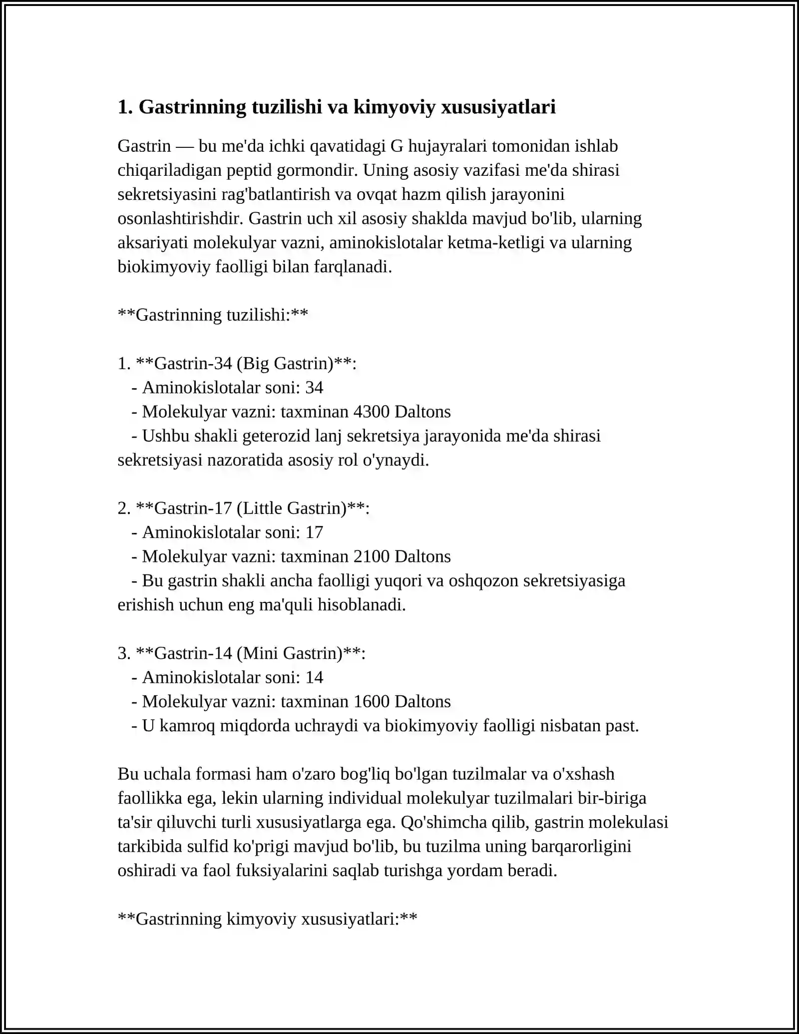 GASTRINNING BIOKIMYO FANIDAGI AHAMIYATI 3