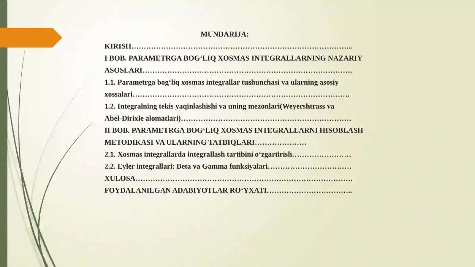 Parametrga bog‘liq xosmas integrallar 3