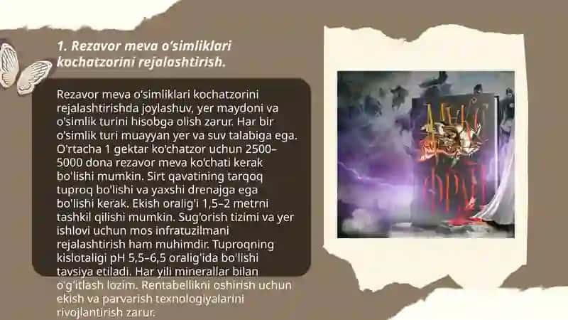 Rezavor meva oʻsimliklar kochatzorini barpo qilish boyicha hisob kitoblar 3