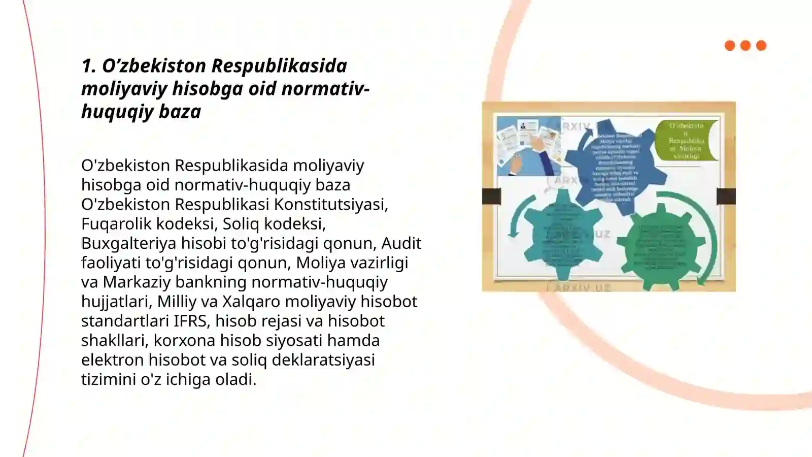 O'zbekiston Respublikasida korxonalarida moliyaviy hisobni tashkil qilish asoslari 3
