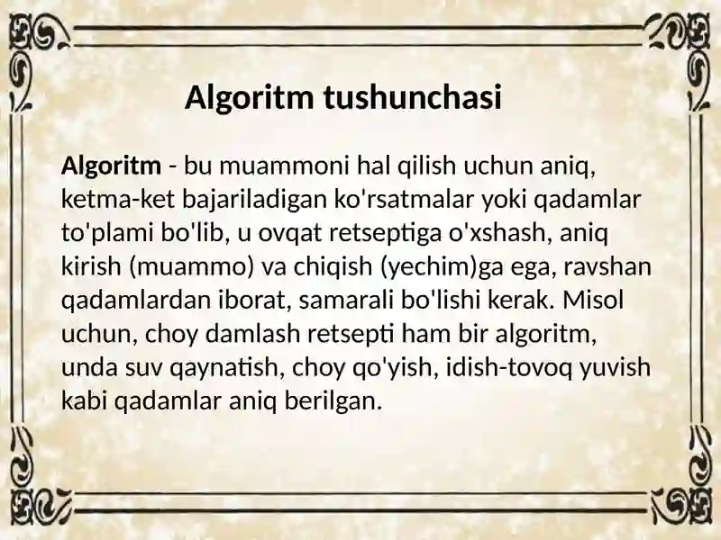 Algoritm tushunchasi va misollari 3