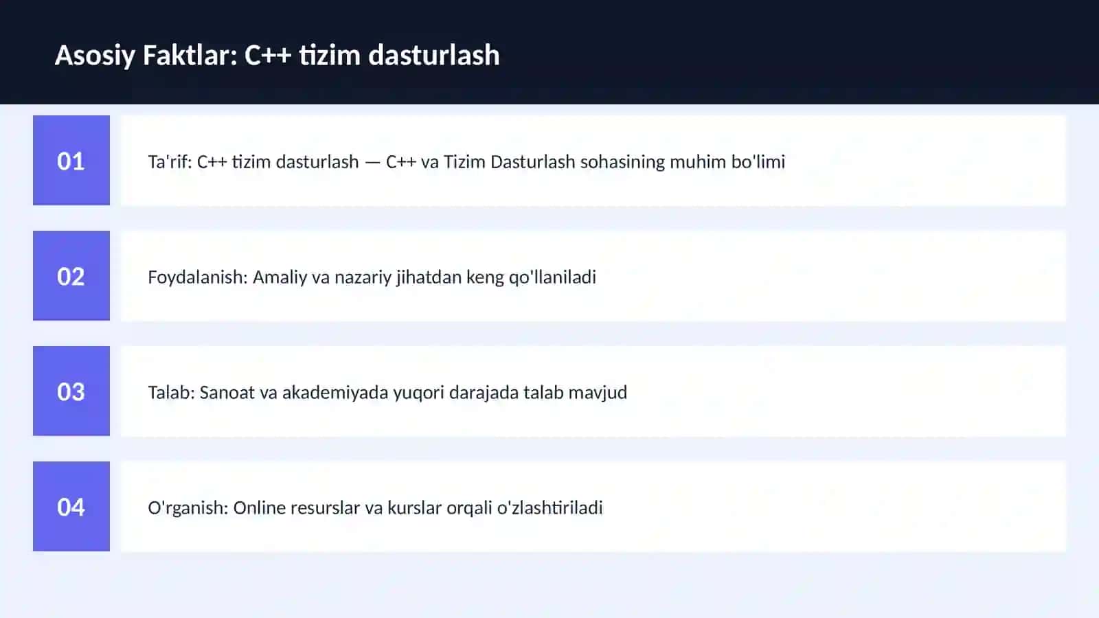 C++ tizim dasturlash 2