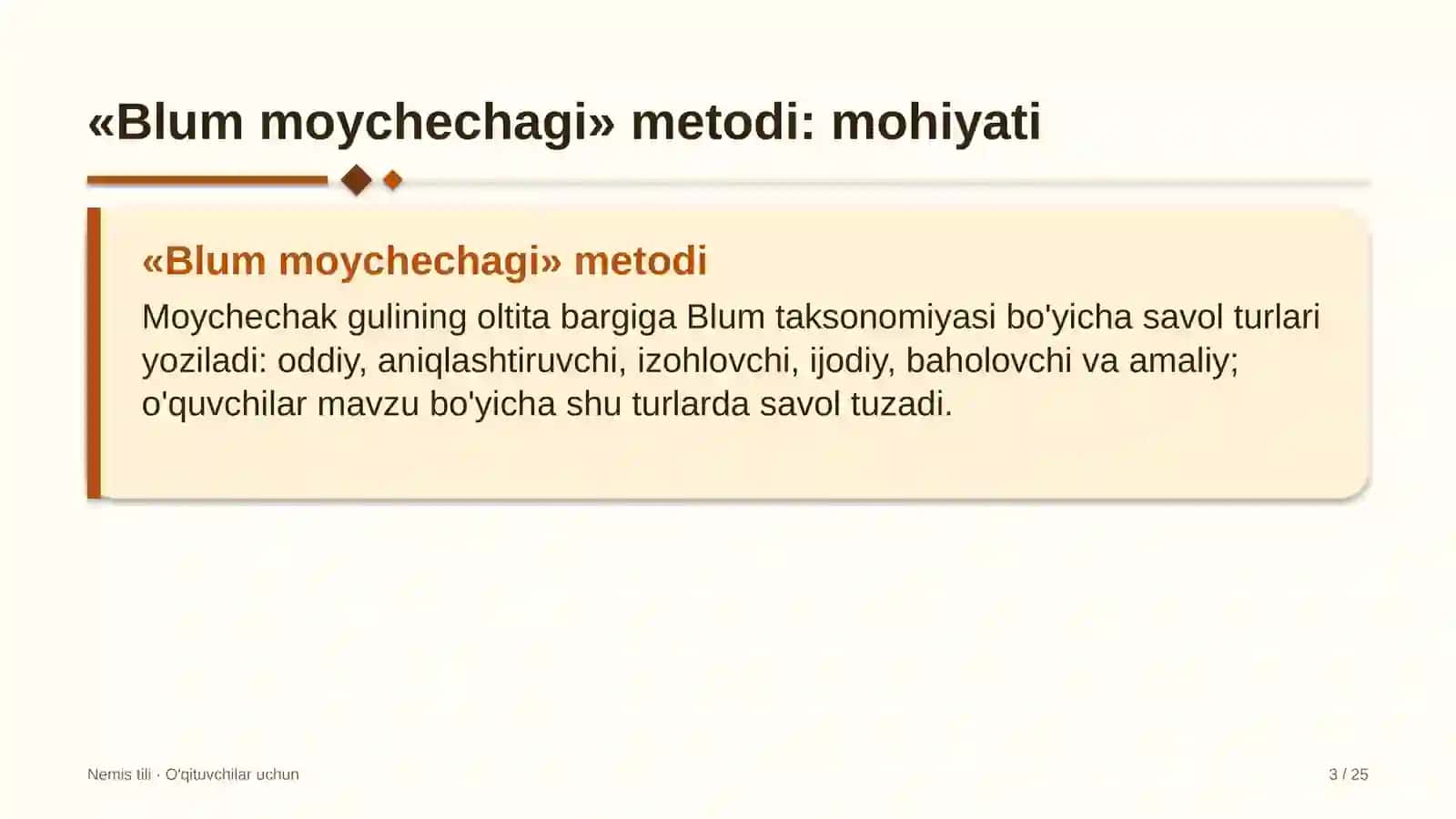 nemis tili darslarida blum moychechagi metodidan foydalanish 7824 3
