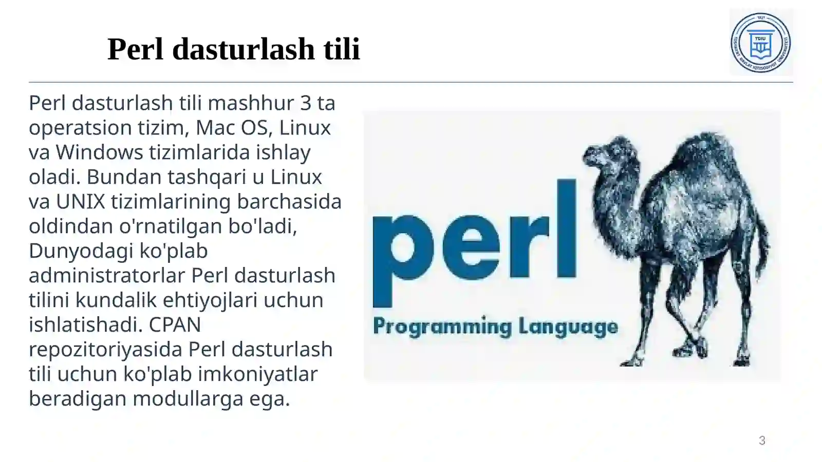 Perl dasturlash tili 3