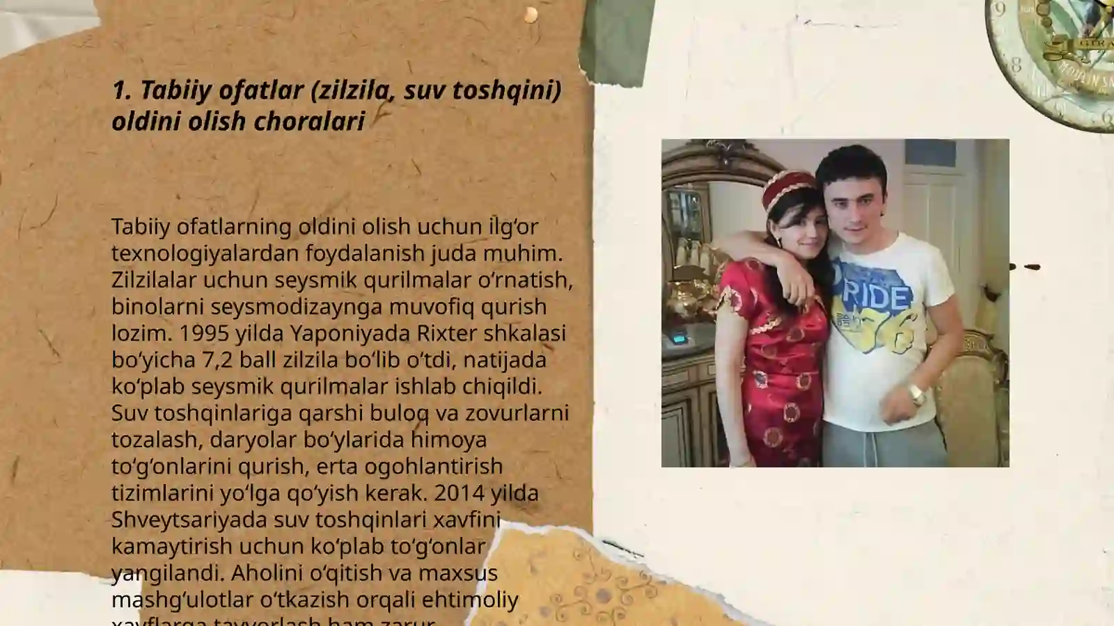 O’zbekiston Respublikasida yuzaga kelishi mumkin bo’lgan favqulodda vaziyatlar va ularni oldini olish borasida amalga oshirilayotgan ishlar 3
