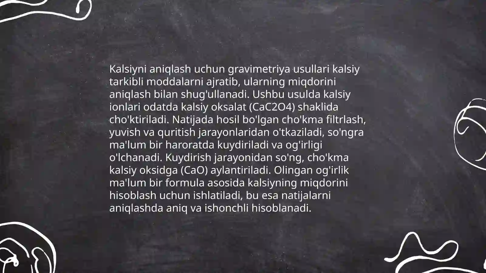 Gravimetriya usulida mutaxassisligiga qarab kalsiy,magniy,temir,alyuminiy va oltingugurt miqdorini aniqlash 3