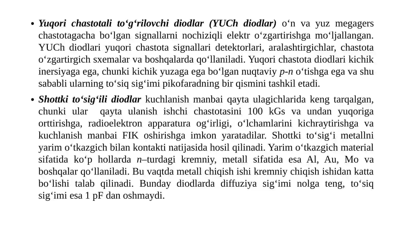 Yarim o‘tkazgichli diodlar. 3