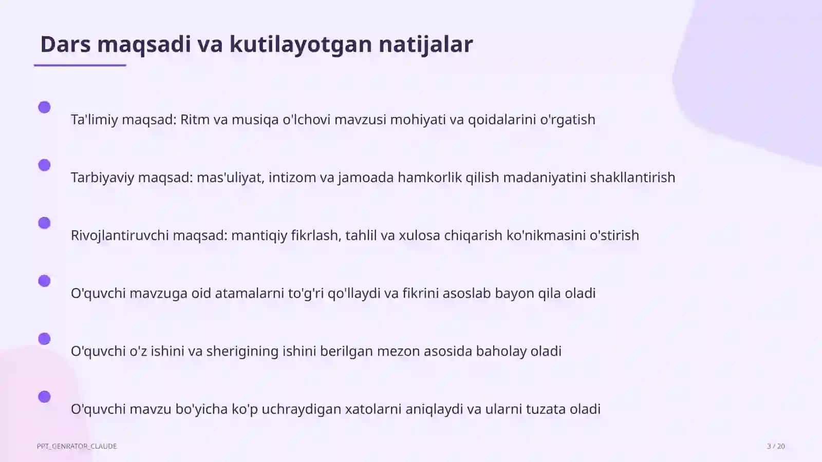 Ritm va musiqa o'lchovi (3-sinf) 3