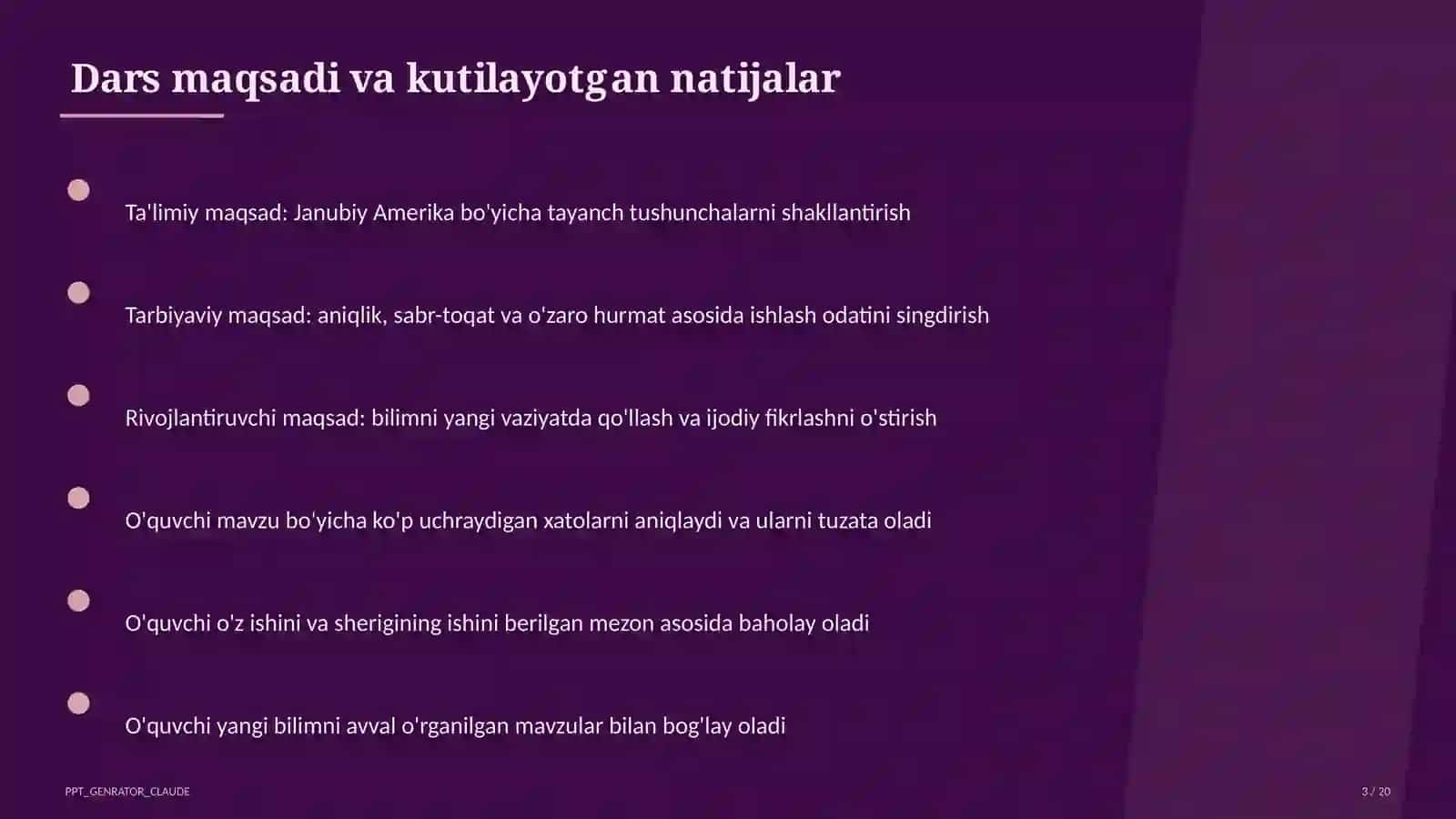 Janubiy Amerika (7-sinf) 2