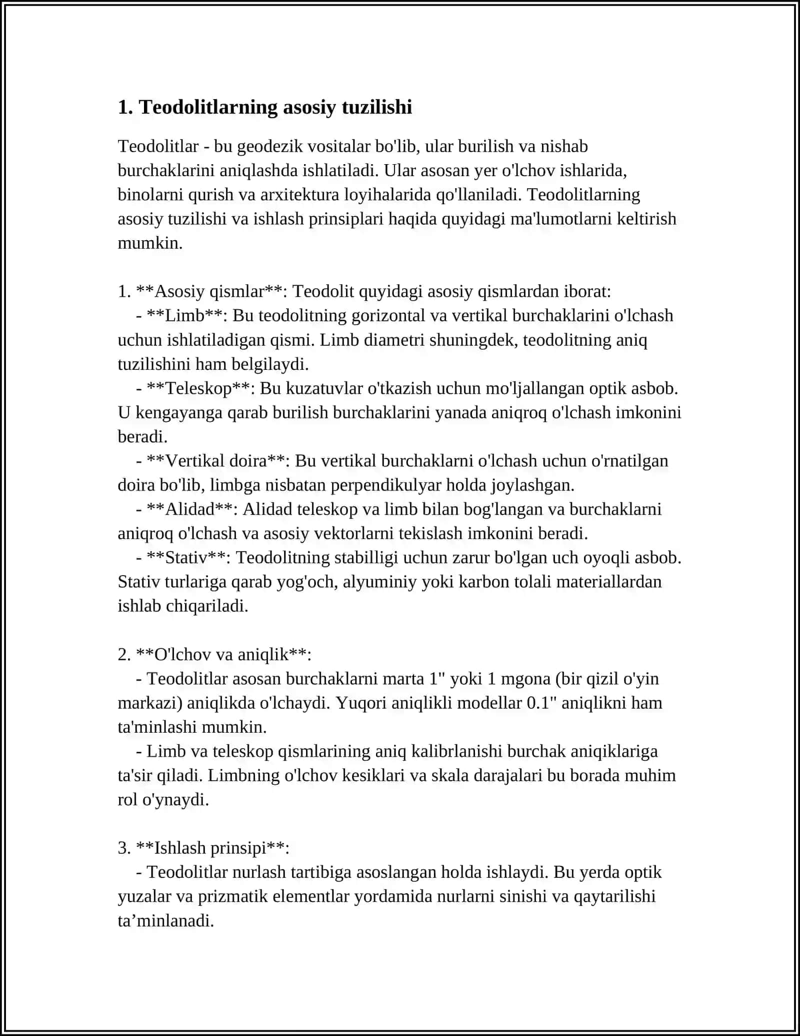 TEXNIK TEODOLITLAR TUZILISHI VA TEKSHIRISHLARINI O'RGANISH 3