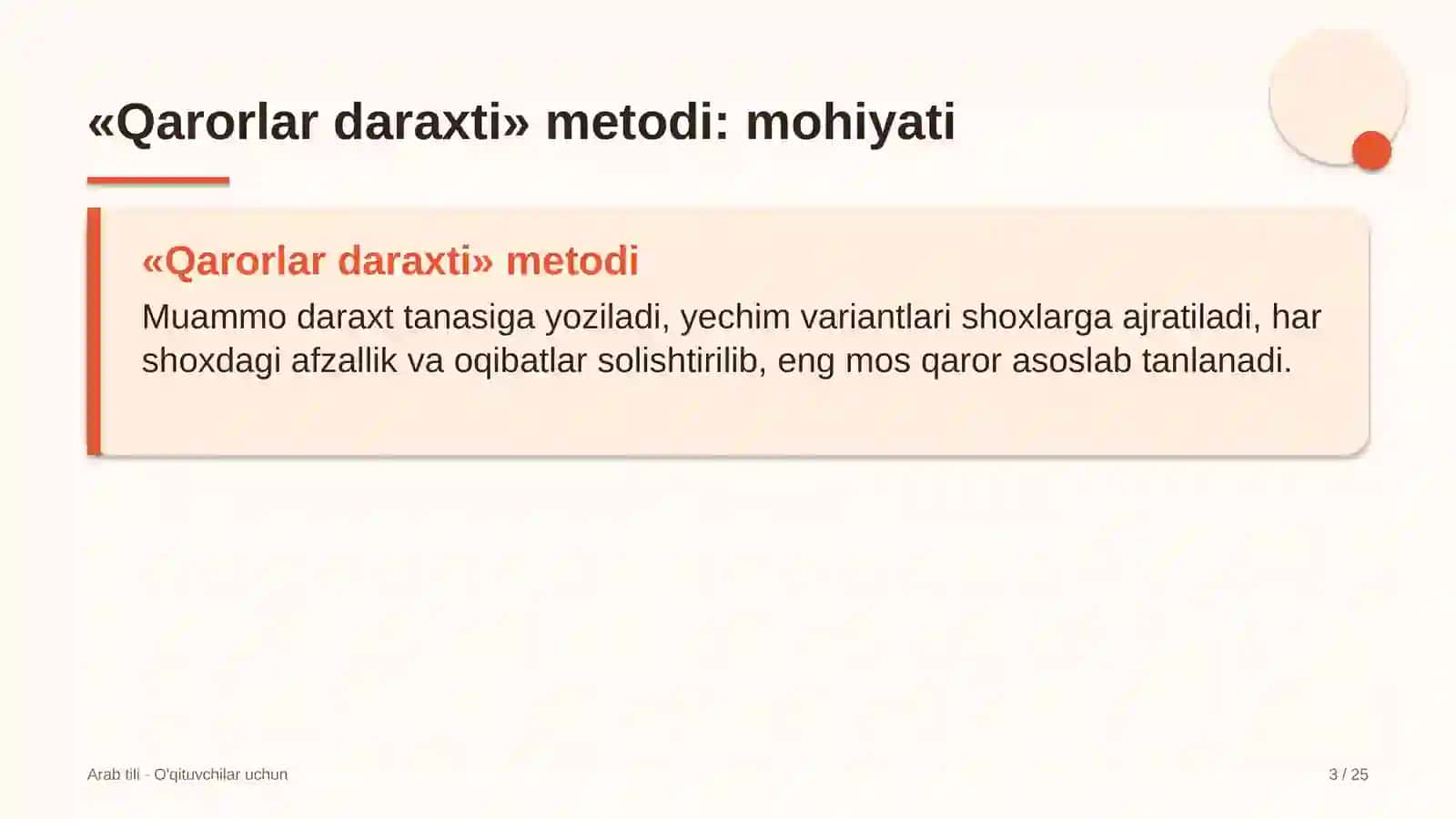 arab tili darslarida qarorlar daraxti metodidan foydalanish 6734 3