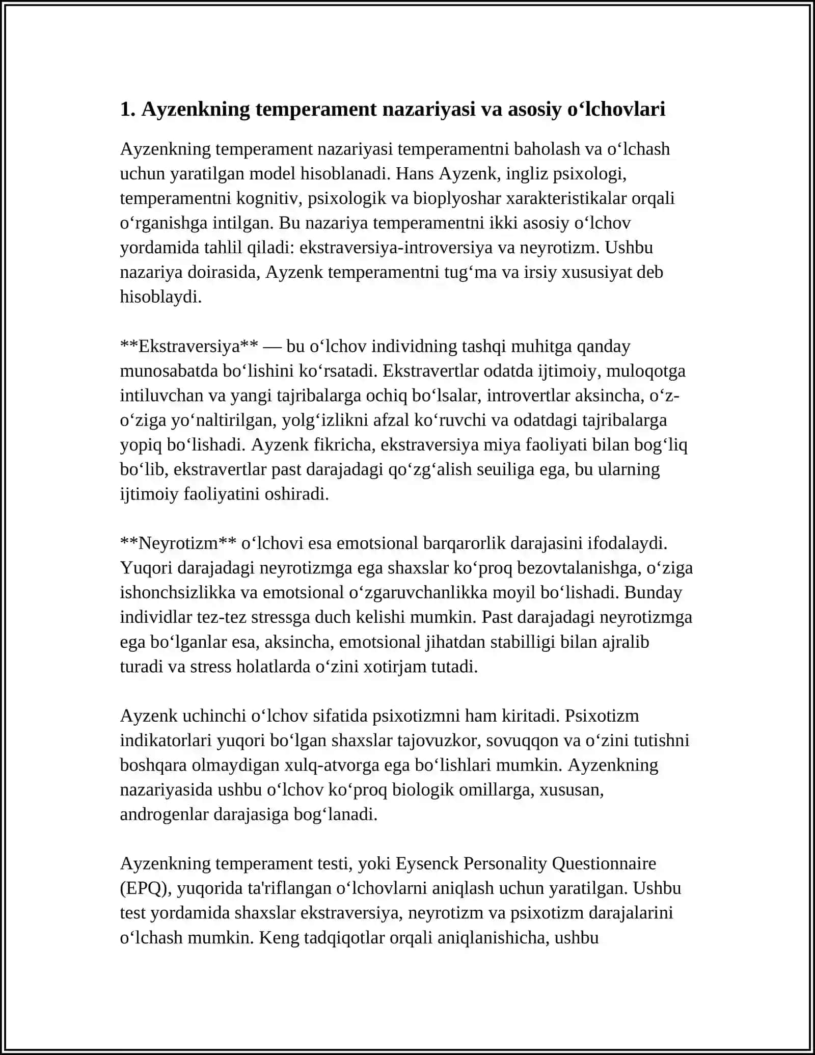 AYZENKNI TEMPERAMENT METODINI ÕTKAZISH VA UNI TAHLIL QILISH 3