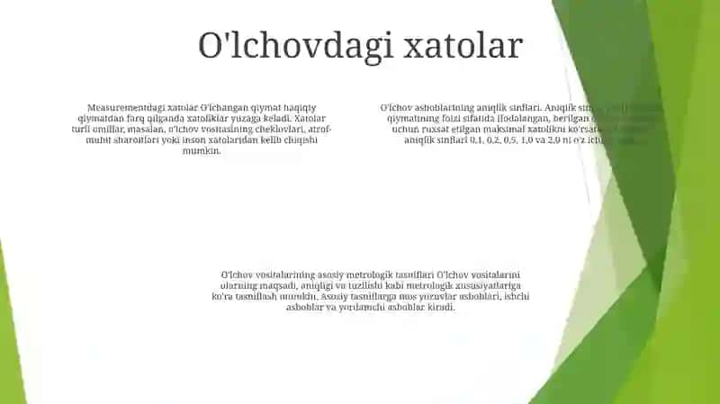 Olchash Asboblarini Aniqlik Klaslari Olcash Asboblarini Ososiy Metrolik Tasniflar 3