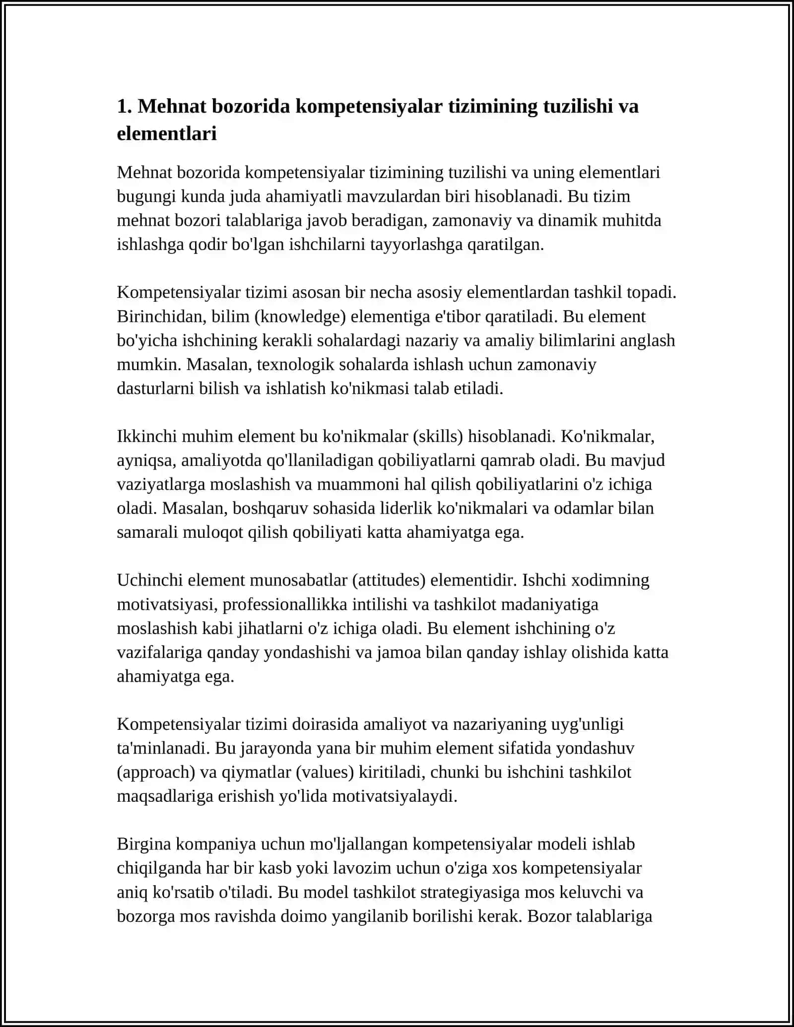 MEHNAT BOZORIDA KAMPETENSIYALAR TIZIMI VA TALABLARI 3