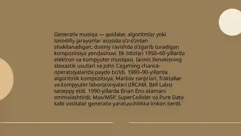 Generativ musiqa va uning san'atga qo'shgan hissalari 3
