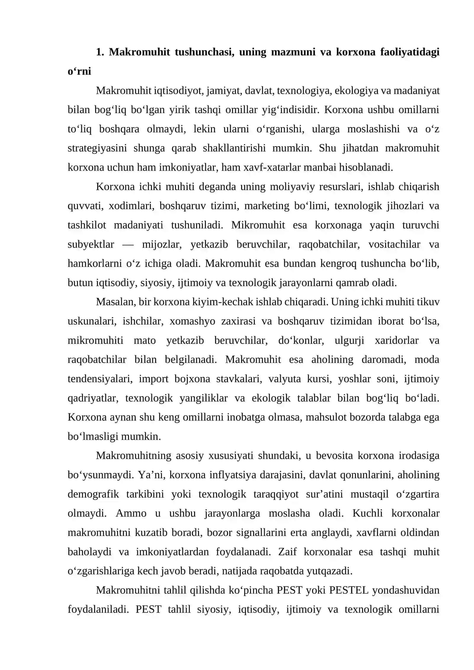 Makromuhit omillari: demografik, iqtisodiy, tabiiy, ilmiy-texnik, siyosiy-huquqiy va ijtimoiy-madaniy omillar 3