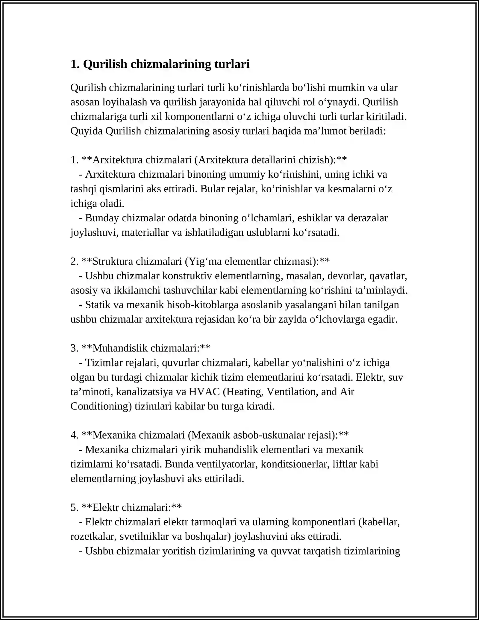 QURILISH CHIZMACHILIGIDA MUSTAQIL ISH CHIZMALARI BILAN 3