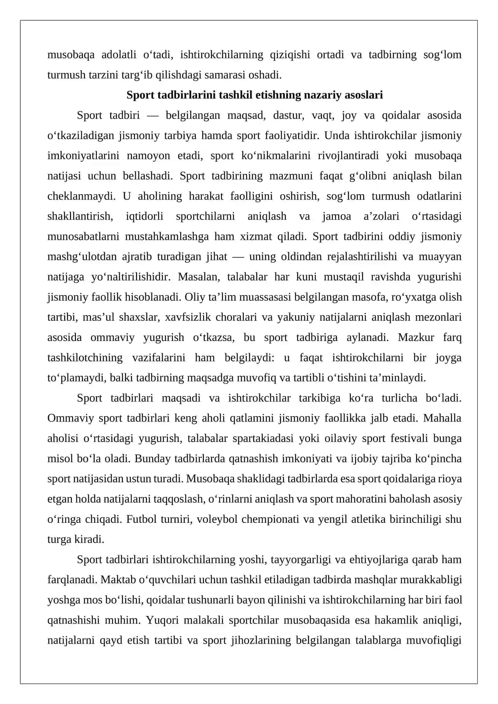 Sport tadbirlarini tashkil etishning maqsad va vazifalari 3