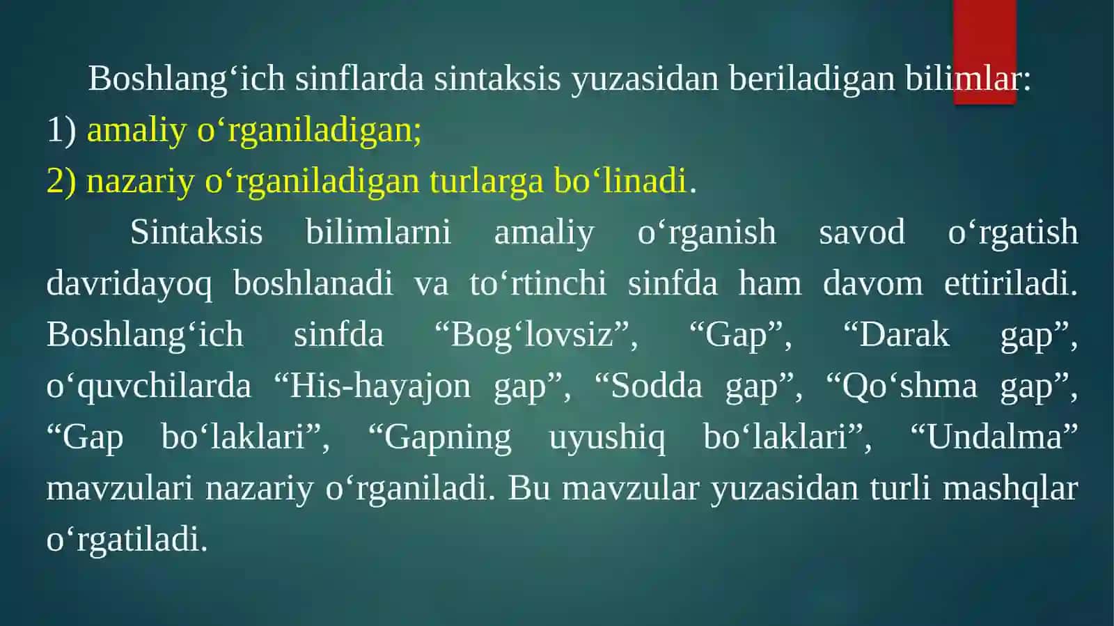 BOSHLANG‘ICH SINFLARDA SINTAKTIK TUSHUNCHALAR USTIDA ISHLASH METODIKASI 3