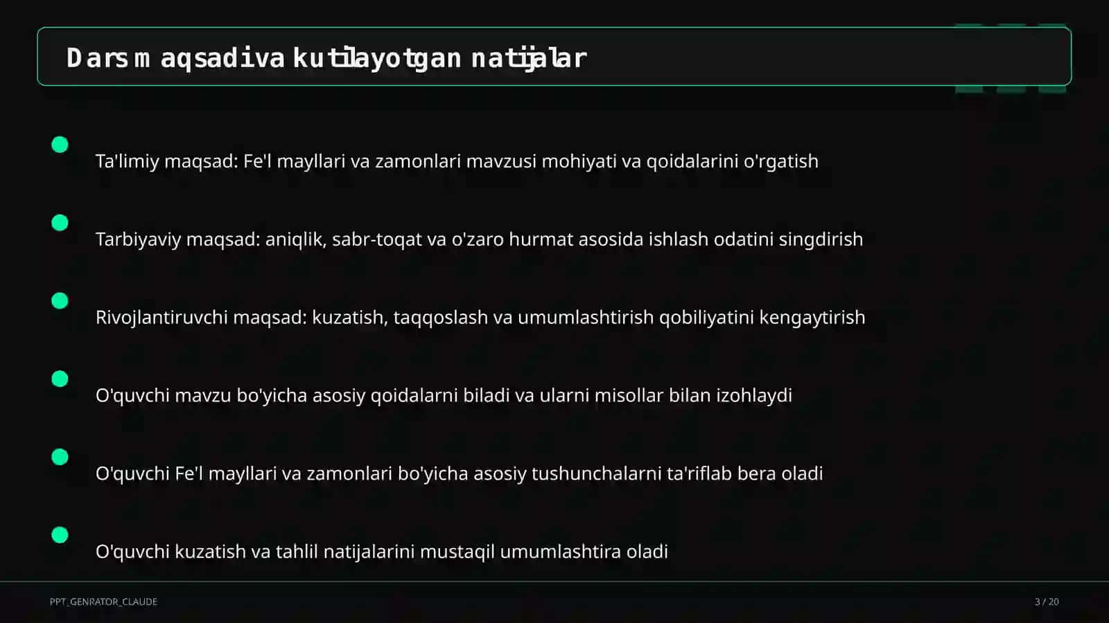 Fe'l mayllari va zamonlari (7-sinf) 3